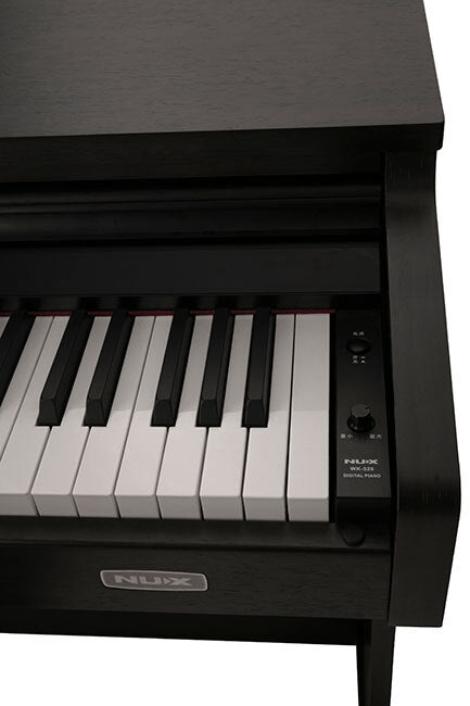 NUX WK520 Upright 88-Key Digital Piano with Slide-Top in Dark Wood Finish