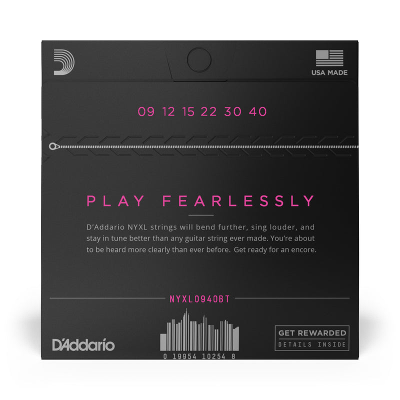 D'Addario NYXL0940BT Nickel Wound Electric Guitar Strings, Balanced Tension Super Light, 09-40
