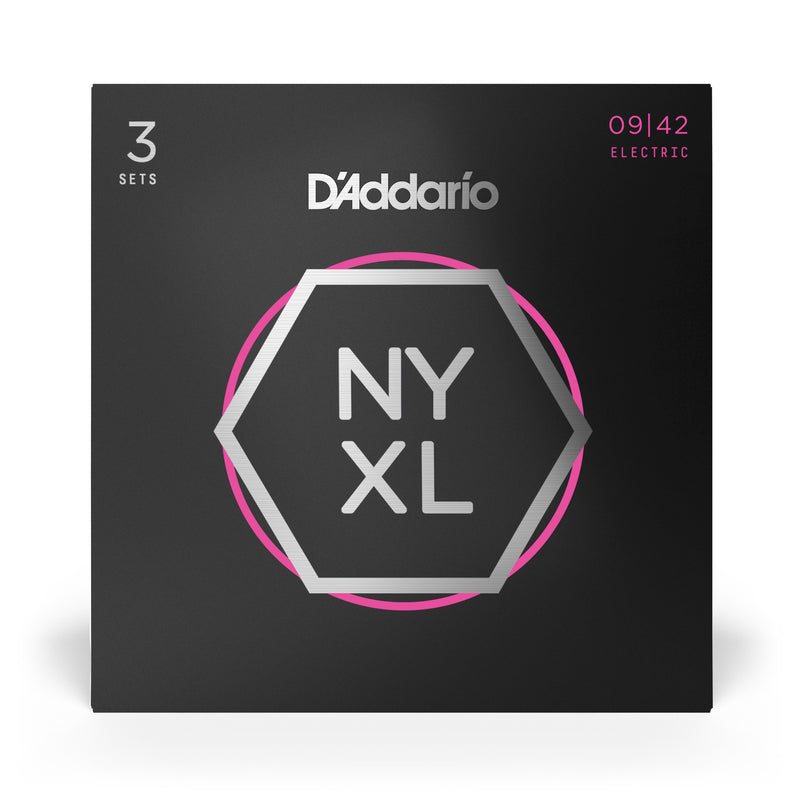 D'Addario NYXL0942-3P Nickel Wound Electric Guitar Strings, Super Light, 9-42, 3 Sets