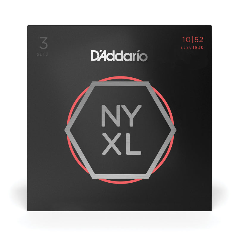 D'Addario NYXL1052-3P Nickel Wound Electric Guitar Strings, Light Top / Heavy Bottom, 10-52, 3 Sets