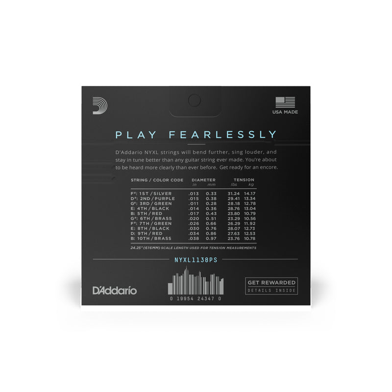 D'Addario NYXL1138PS Nickel Wound E9 Pedal Steel Guitar Strings, Regular Light, 11-38