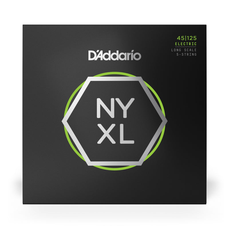 D'Addario NYXL45125 Nickel Wound Bass Guitar Strings, 5-String Lt Top / Med Btm, 45-125, Long Scale