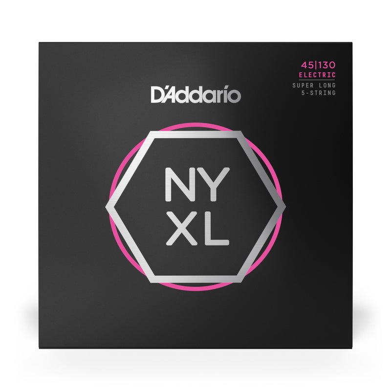 D'Addario NYXL45130SL Nickel Wound Bass Guitar Strings, Regular Light 5-String, 45-130, Super Long Scale