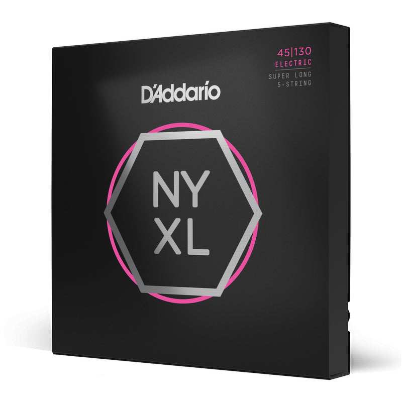 D'Addario NYXL45130SL Nickel Wound Bass Guitar Strings, Regular Light 5-String, 45-130, Super Long Scale