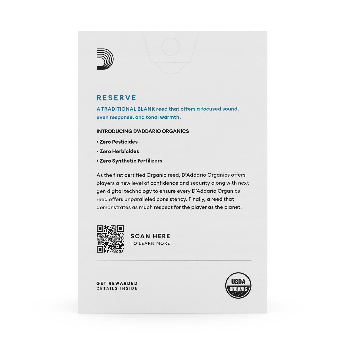 D'Addario Organic Reserve Eb Clarinet Reeds, Box of 10, Strength 3.5+