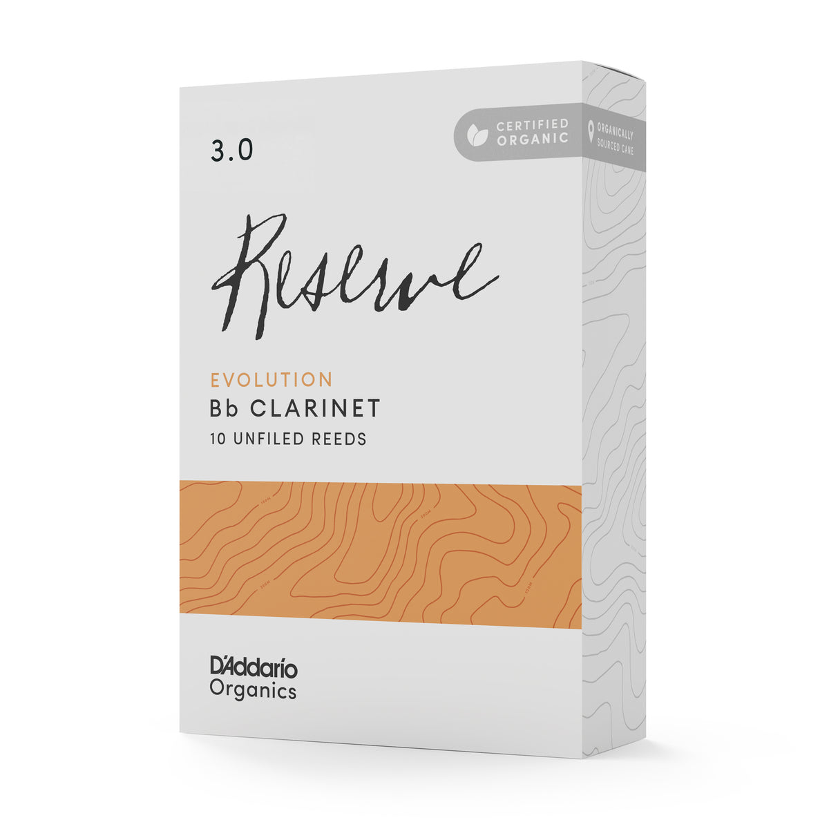 D'Addario Organic Reserve Evolution Bb Clarinet Reeds, Strength 3.0, 10-pack