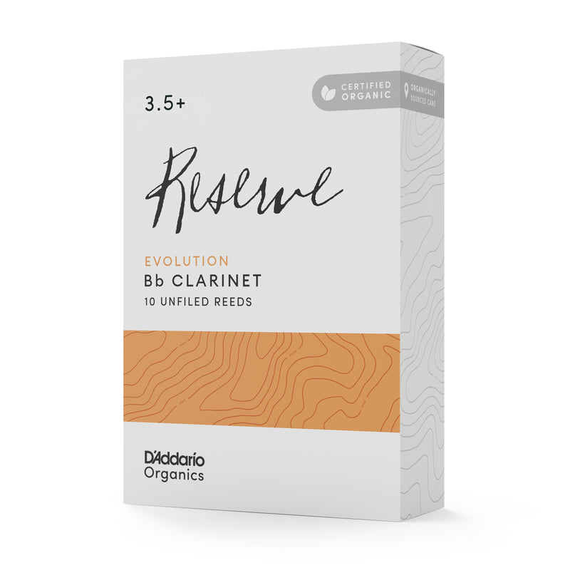 D'Addario Organic Reserve Evolution Bb Clarinet Reeds, Strength 3.5+, 10-pack