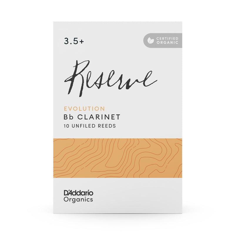 D'Addario Organic Reserve Evolution Bb Clarinet Reeds, Strength 3.5+, 10-pack