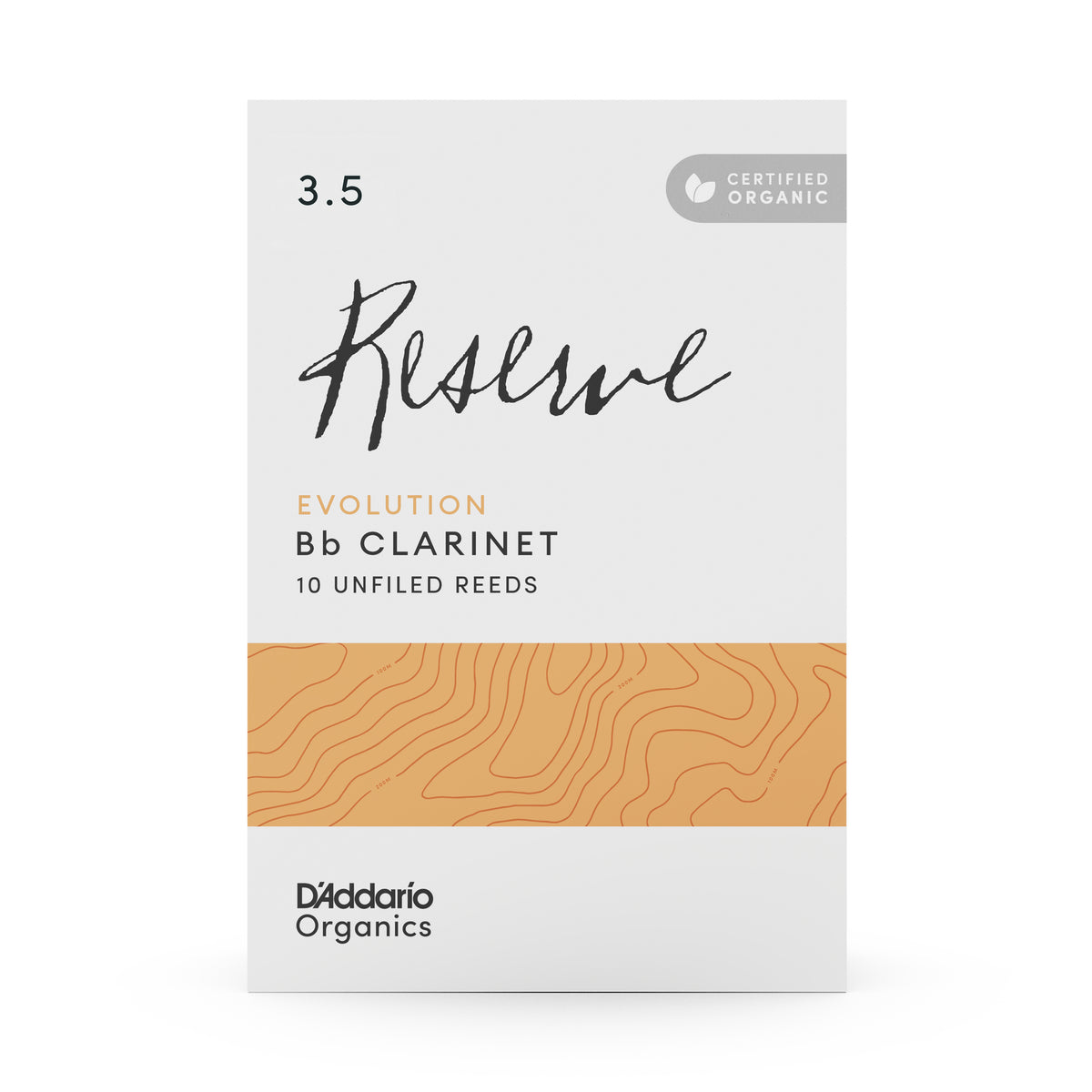 D'Addario Organic Reserve Evolution Bb Clarinet Reeds, Strength 3.5, 10-pack