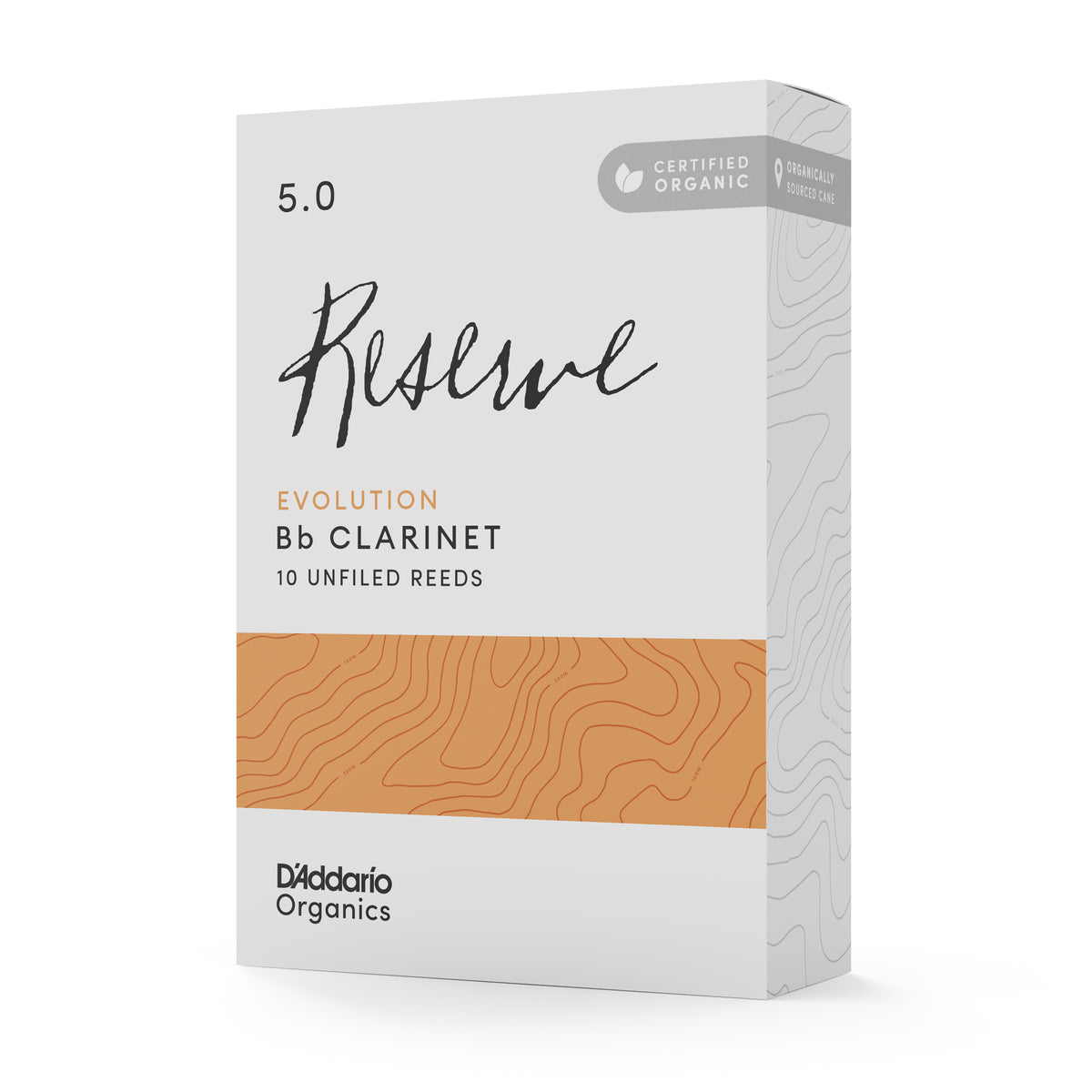 D'Addario Organic Reserve Evolution Bb Clarinet Reeds, Strength 5.0, 10-pack