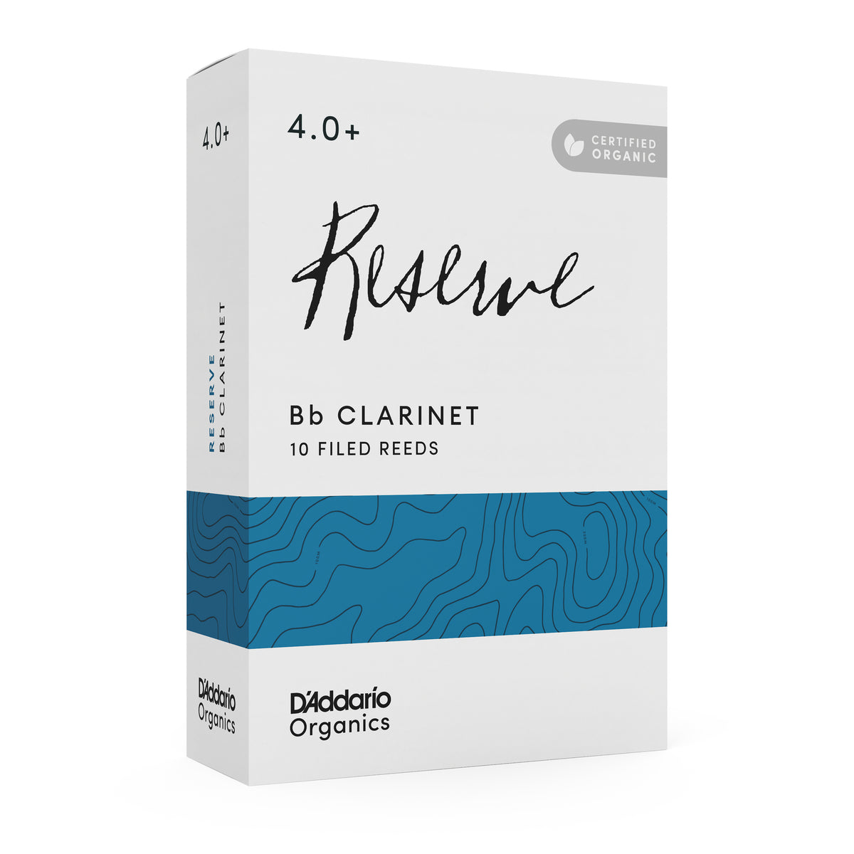 D'Addario Organic Reserve Bb Clarinet Reeds, Strength 4.0+, 10-pack
