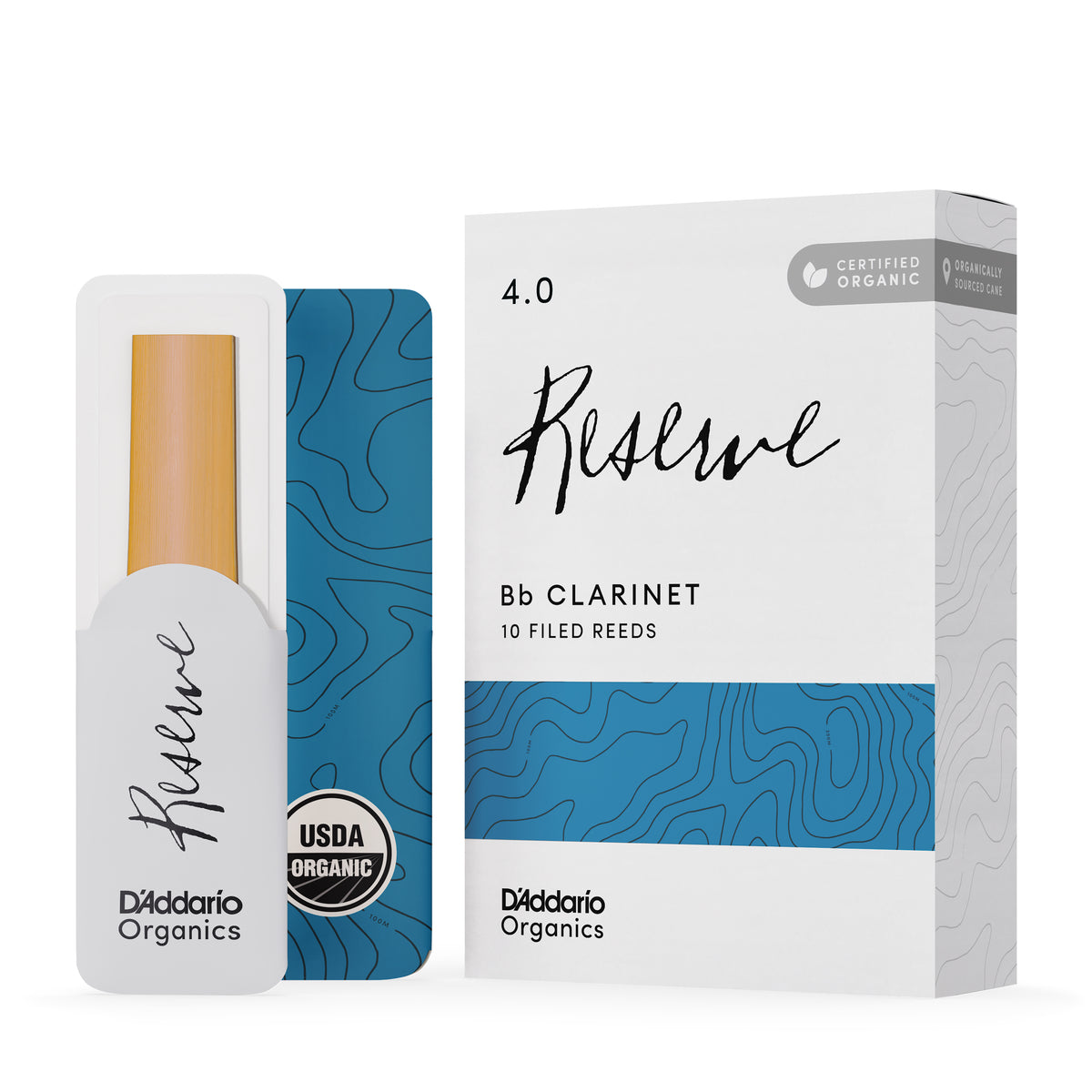 D'Addario Organic Reserve Bb Clarinet Reeds, Strength 4.0, 10-pack
