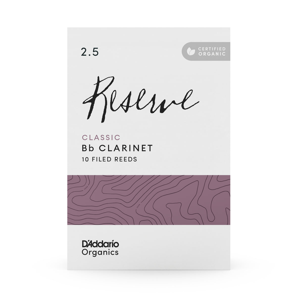 D'Addario Organic Reserve Classic Bb Clarinet Reeds, Strength 2.5, 10-pack