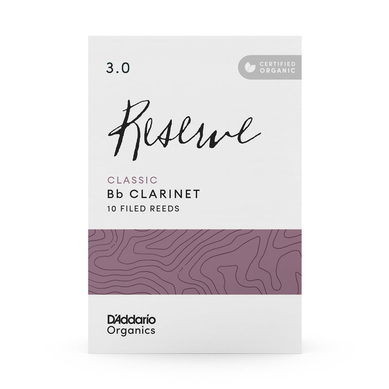 D'Addario Organic Reserve Classic Bb Clarinet Reeds, Strength 3.0, 10-pack