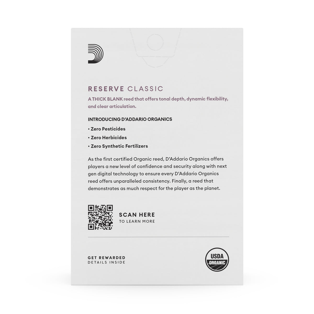 D'Addario Organic Reserve Classic Bb Clarinet Reeds, Strength 4.0+, 10-pack