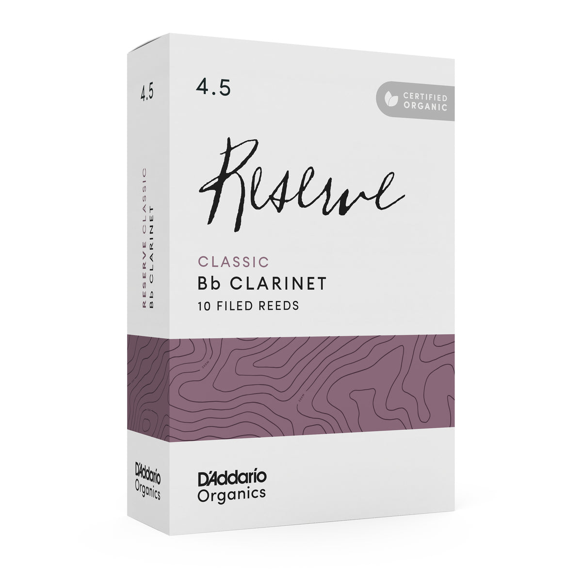 D'Addario Organic Reserve Classic Bb Clarinet Reeds, Strength 4.5, 10-pack