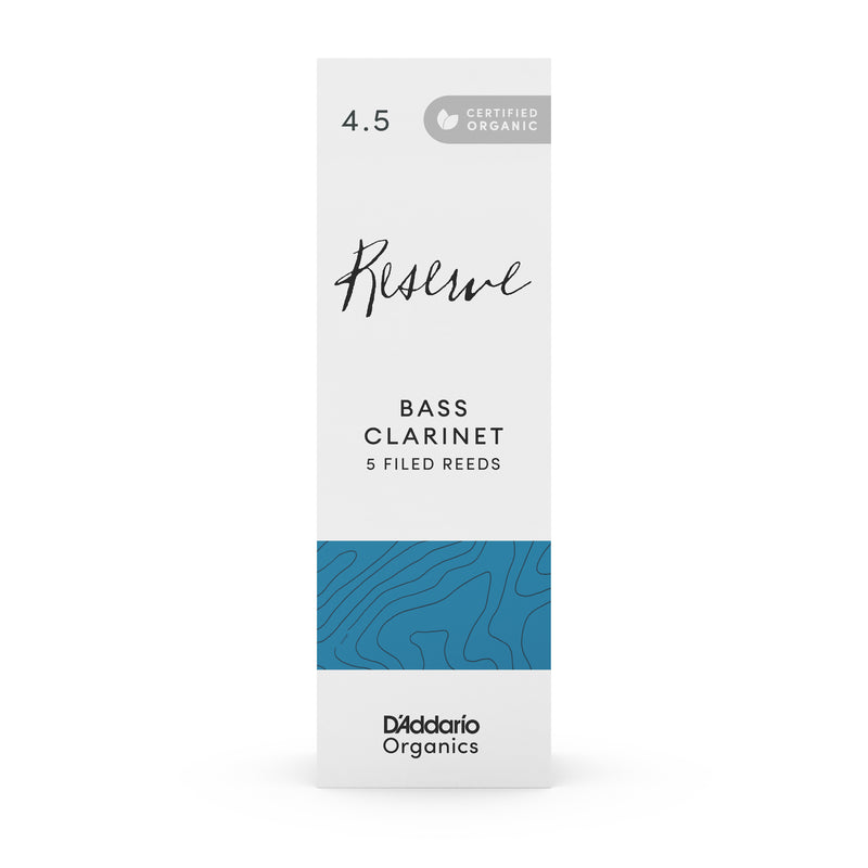 D'Addario Organic Reserve Bass Clarinet Reeds, Strength 4.5, 5 Pack