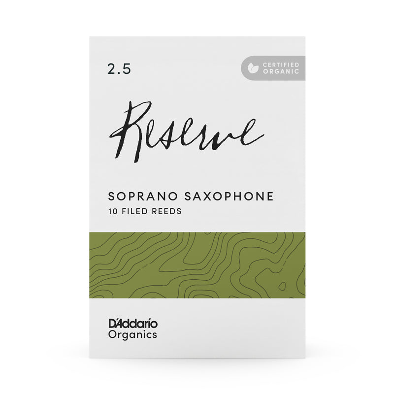 D'Addario Organic Reserve Soprano Saxophone Reeds, Strength 2.5, 10-pack