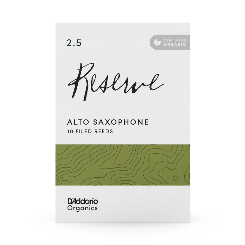 D'Addario Organic Reserve Alto Saxophone Reeds, Strength 2.5, 10-pack