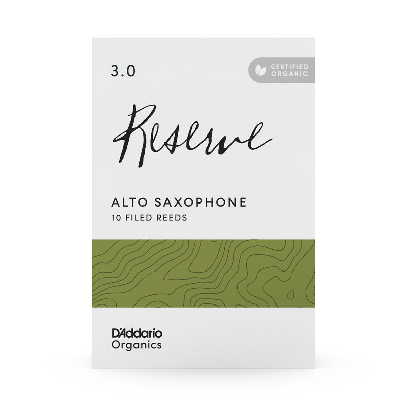 D'Addario Organic Reserve Alto Saxophone Reeds, Strength 3.0, 10-pack