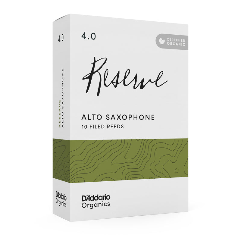 D'Addario Organic Reserve Alto Saxophone Reeds, Strength 4.0, 10-pack