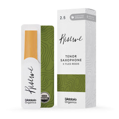 D'Addario Organic Reserve Tenor Saxophone Reeds, Strength 2.5, 5-pack