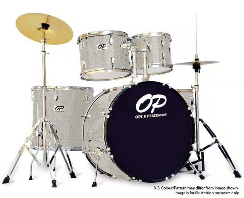 Opus Percussion 5-Piece Rock Drum Kit in Silver Sparkle