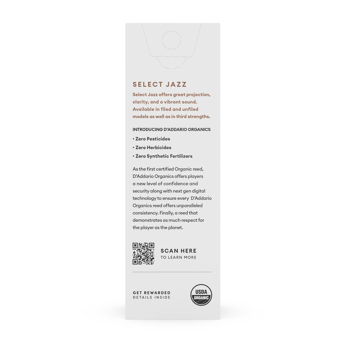 D'Addario Organic Select Jazz Unfiled Baritone Saxophone Reeds, Strength 3 Soft, 5-pack