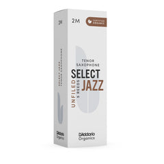 D'Addario Organic Select Jazz Unfiled Tenor Saxophone Reeds, Strength 2 Medium, 5-pack