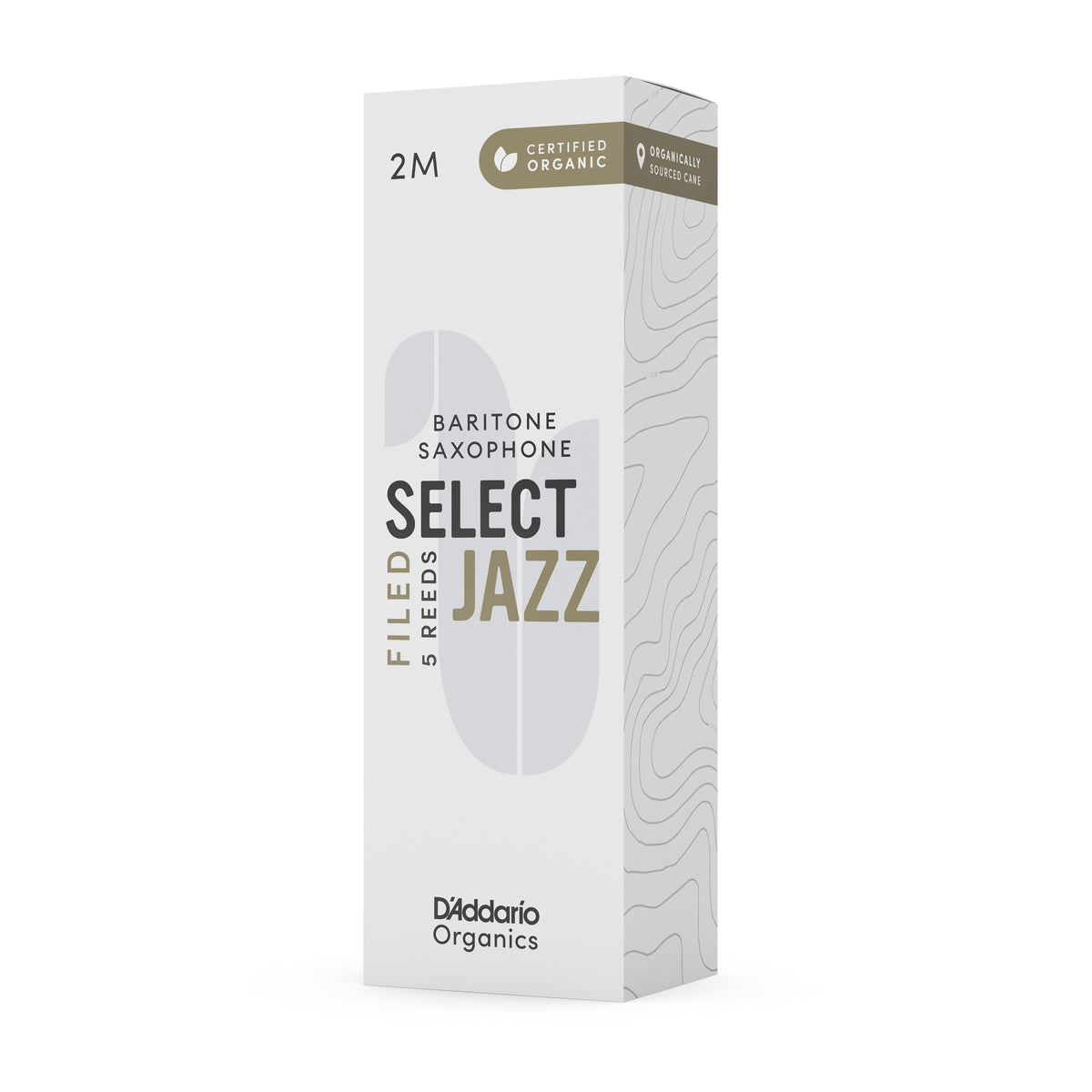 D'Addario Organic Select Jazz Filed Baritone Saxophone Reeds, Strength 2 Medium, 5-pack