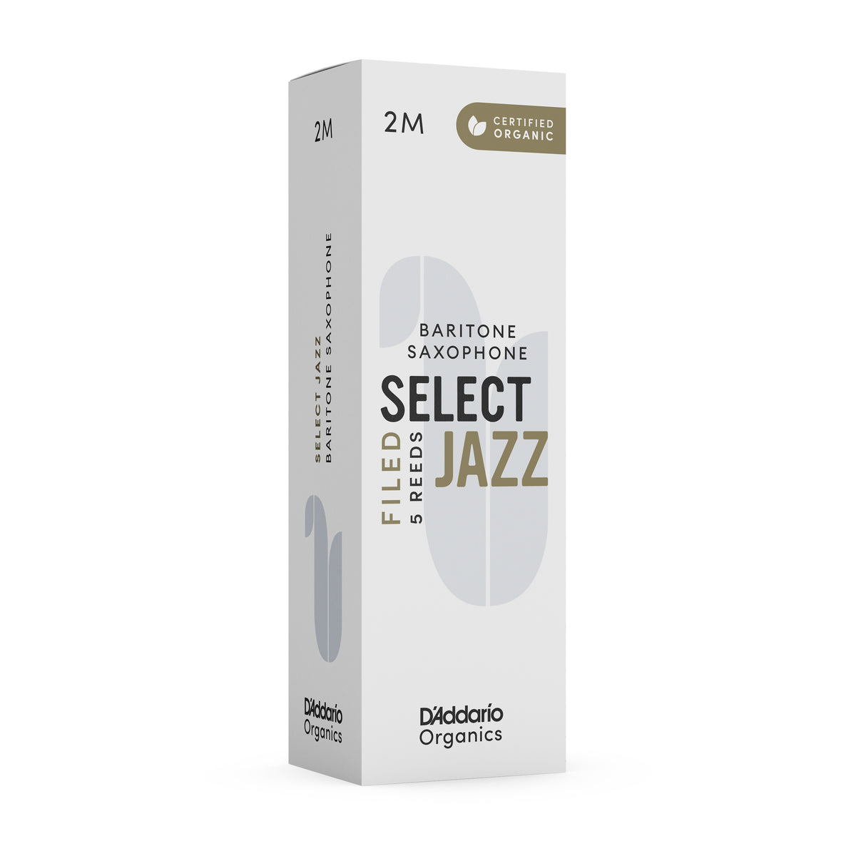 D'Addario Organic Select Jazz Filed Baritone Saxophone Reeds, Strength 2 Medium, 5-pack