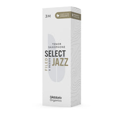 D'Addario Organic Select Jazz Filed Tenor Saxophone Reeds, Strength 3 Medium, 5-pack