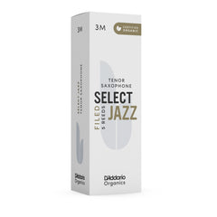 D'Addario Organic Select Jazz Filed Tenor Saxophone Reeds, Strength 3 Medium, 5-pack