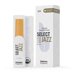 D'Addario Organic Select Jazz Filed Tenor Saxophone Reeds, Strength 3 Medium, 5-pack