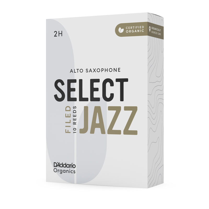 D'Addario Organic Select Jazz Filed Alto Saxophone Reeds, Strength 2 Hard, 10-pack