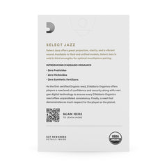 D'Addario Organic Select Jazz Filed Alto Saxophone Reeds, Strength 2 Hard, 10-pack