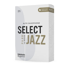 D'Addario Organic Select Jazz Filed Alto Saxophone Reeds, Strength 2 Soft, 10-pack