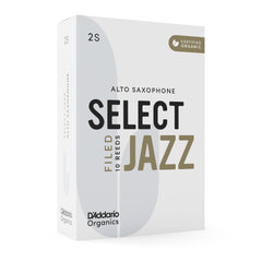 D'Addario Organic Select Jazz Filed Alto Saxophone Reeds, Strength 2 Soft, 10-pack