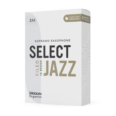 D'Addario Organic Select Jazz Filed Soprano Saxophone Reeds, Strength 3 Medium, 10-pack