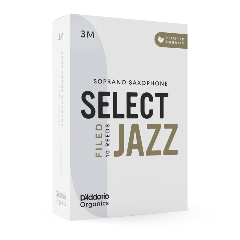 D'Addario Organic Select Jazz Filed Soprano Saxophone Reeds, Strength 3 Medium, 10-pack