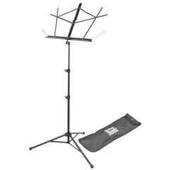 On Stage Sheet Music Stand with Tubular Tripod Base in Black with Bag