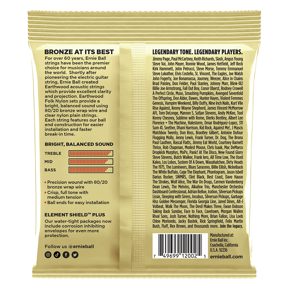 Ernie Ball Earthwood Medium 80/20 Bronze Acoustic Guitar String, 13-56 Gauge