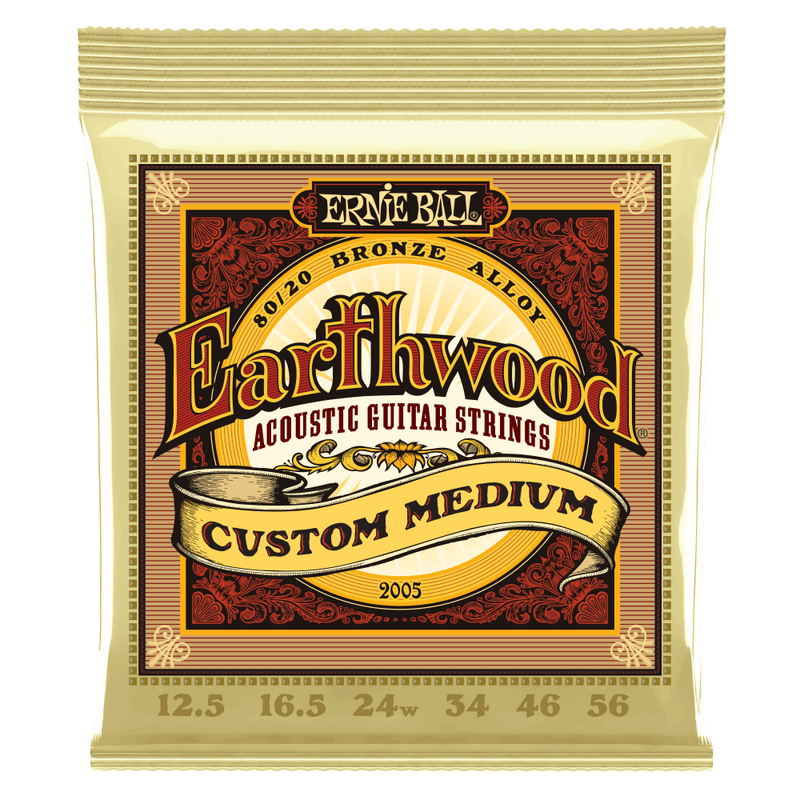 Ernie Ball Earthwood Custom Medium 80/20 Bronze Acoustic Guitar Strings 12.5-56