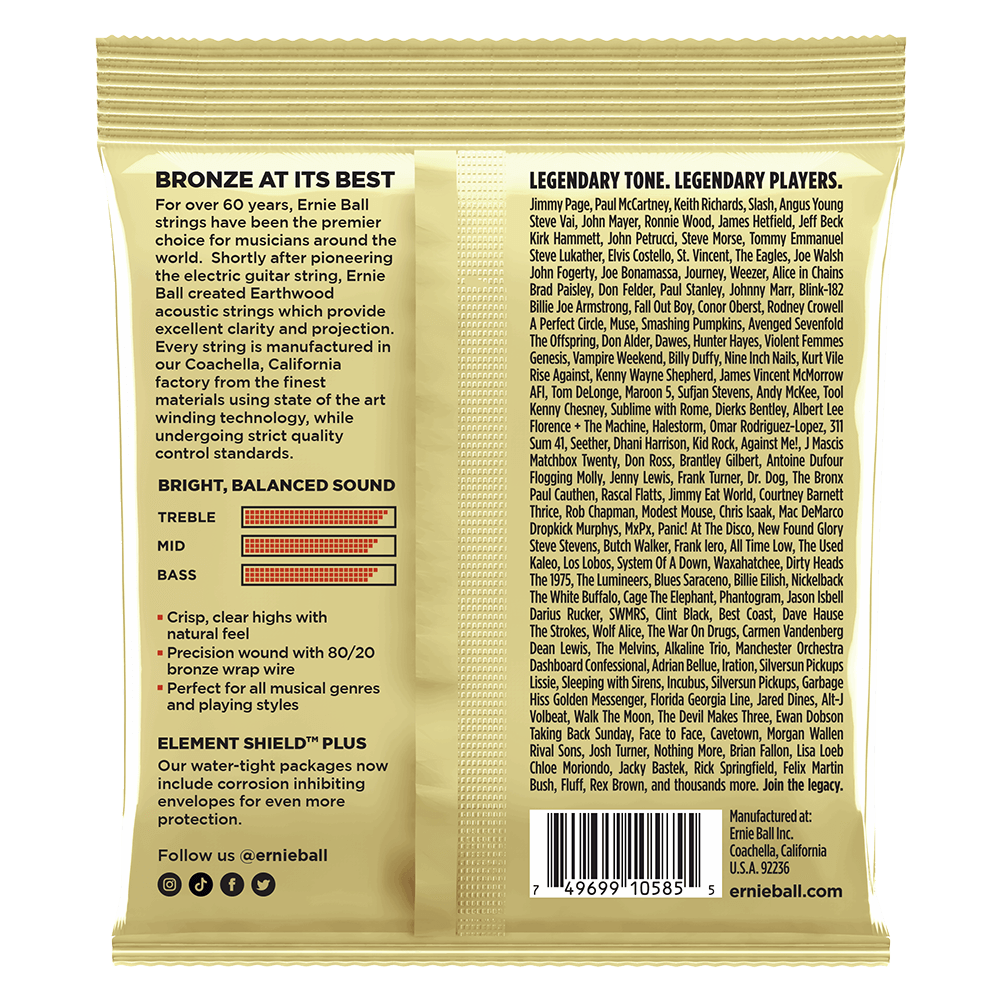 Ernie Ball Earthwood Custom Light 80/20 Bronze Acoustic Guitar Strings 11.5 54