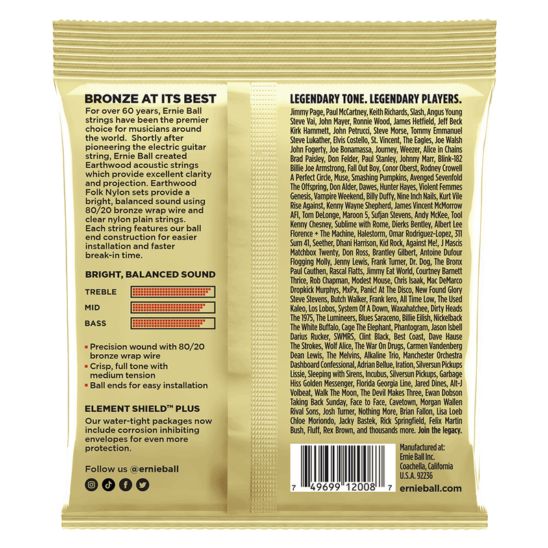 Ernie Ball Earthwood Rock and Blues with Plain G 80/20 Bronze Acoustic Guitar String, 10-52 Gauge