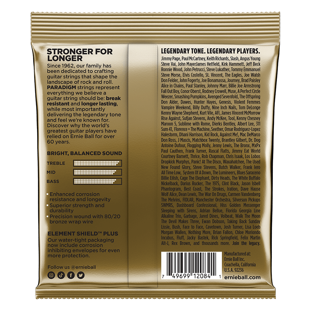 Ernie Ball Paradigm Medium 80/20 Bronze Acoustic Guitar Strings 13-56 Gauge