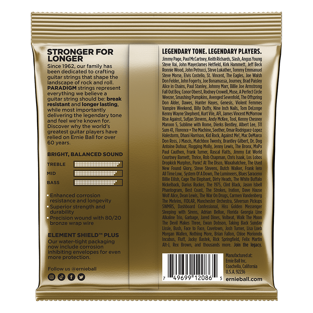 Ernie Ball Paradigm Medium Light 80/20 Bronze Acoustic Guitar Strings 12-54 Gauge