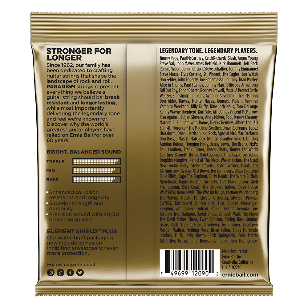 Ernie Ball Paradigm Extra Light 80/20 Bronze Acoustic Guitar Strings 10-50 Gauge