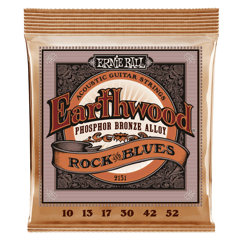 Ernie Ball Earthwood Rock and Blues with Plain G Phosphor Bronze Acoustic Guitar String, 10-52 Gauge