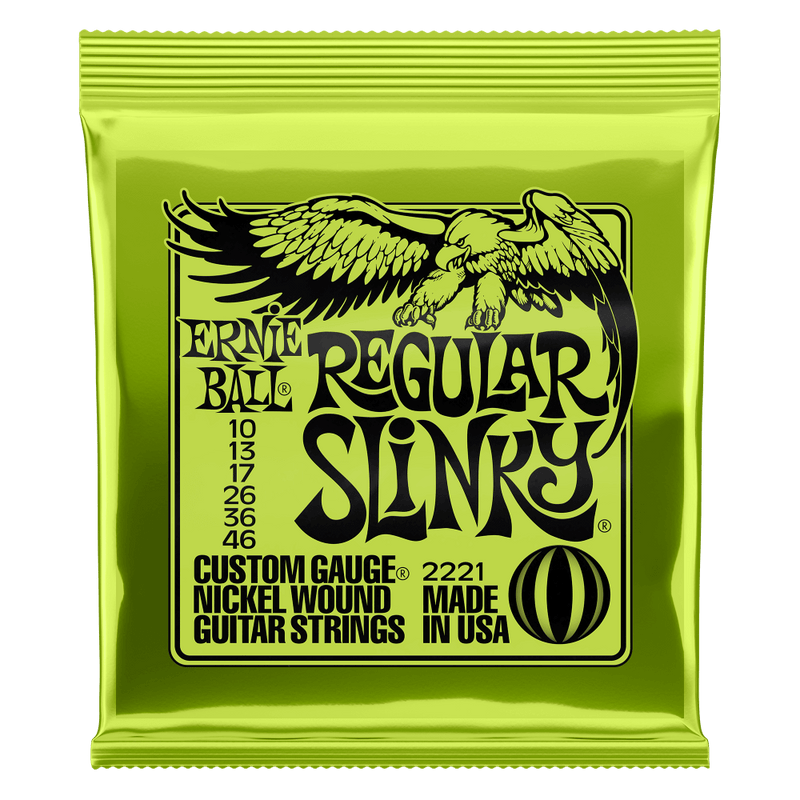 Ernie Ball Regular Slinky Nickel Wound Electric Guitar Strings, 10-46 Gauge